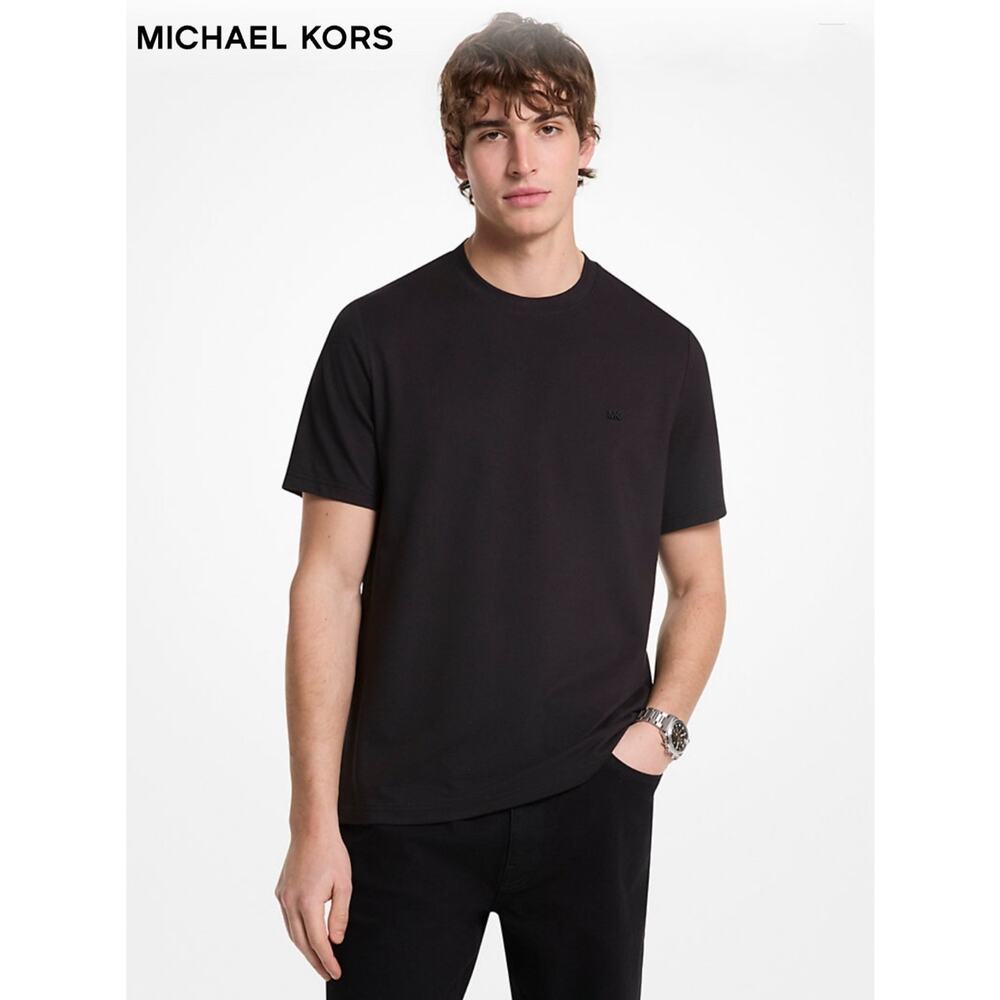 MICHAEL KORS Men's Solid Black Crewneck Casual Short Sleeve T-Shirt SZ XL